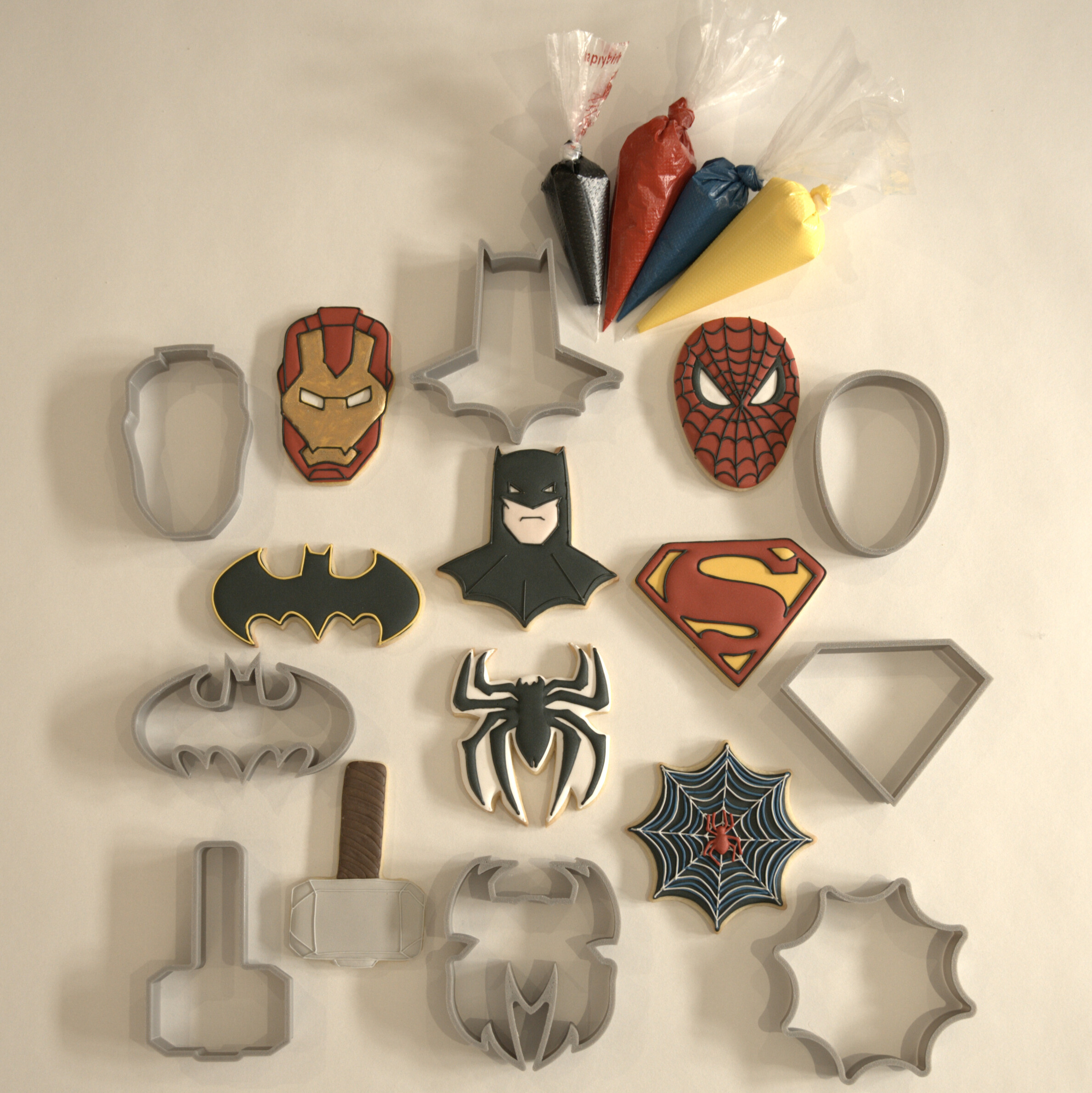 Custom Made Superhero Cookie Cutters - Cutters and Decorated Cookies with Icing